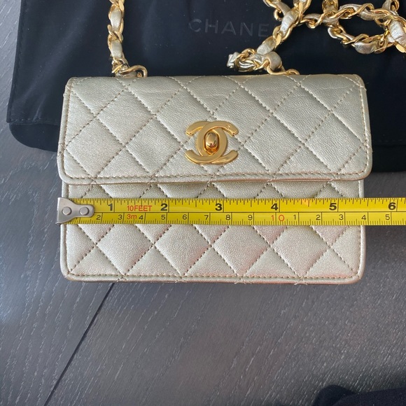 Authentic vintage Metallic Gold color mini micro Chanel - Picture 11 of 14